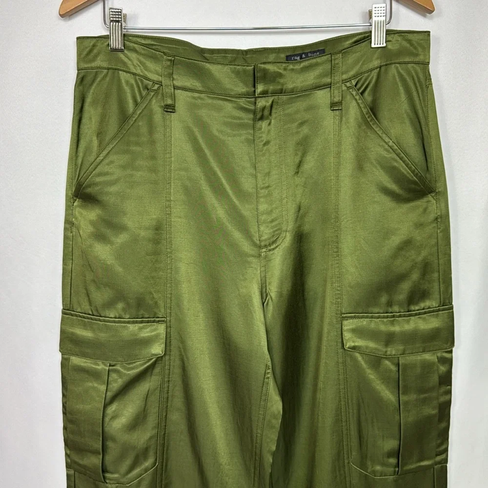 Rag & Bone Cailyn Japanese Satin Cargo Pants‎ Size 30 Army Green - Picture 6 of 16